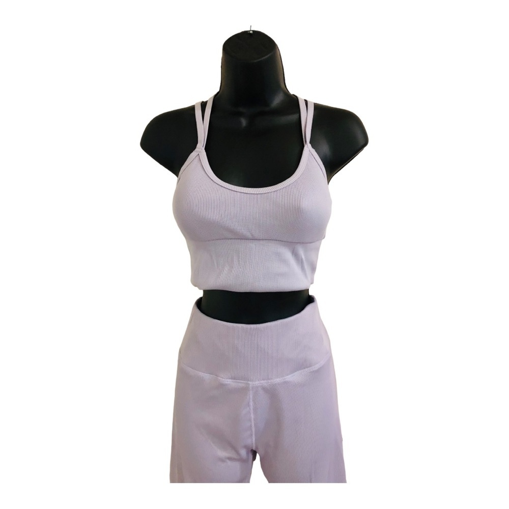 3piece periwinkle crop jacket racerback sports bra leggings‎ active set size S - Picture 5 of 16